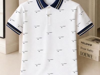 áo polo nam họa tiết nét đứt đơn giản