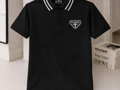 áo polo nam họa tiết paris đơn giản