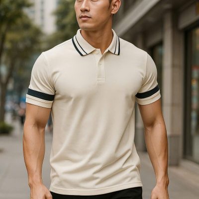 Áo Polo Nam Thiết Kế Phối Kẻ Tay – P12