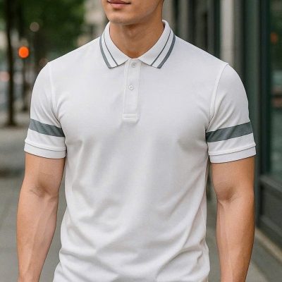 Áo Polo Nam Thiết Kế Phối Kẻ Tay – P12