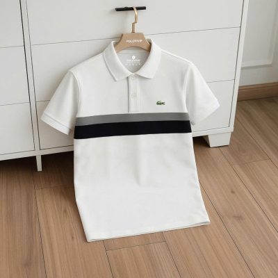Áo Polo Nam Phối Sọc Ngang & Họa Tiết Cá Sấu – P64
